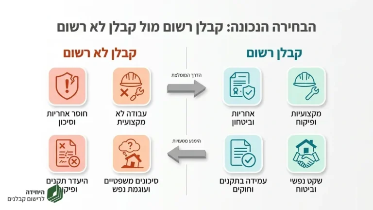 בדיקת רישיון קבלן רשום בשטח