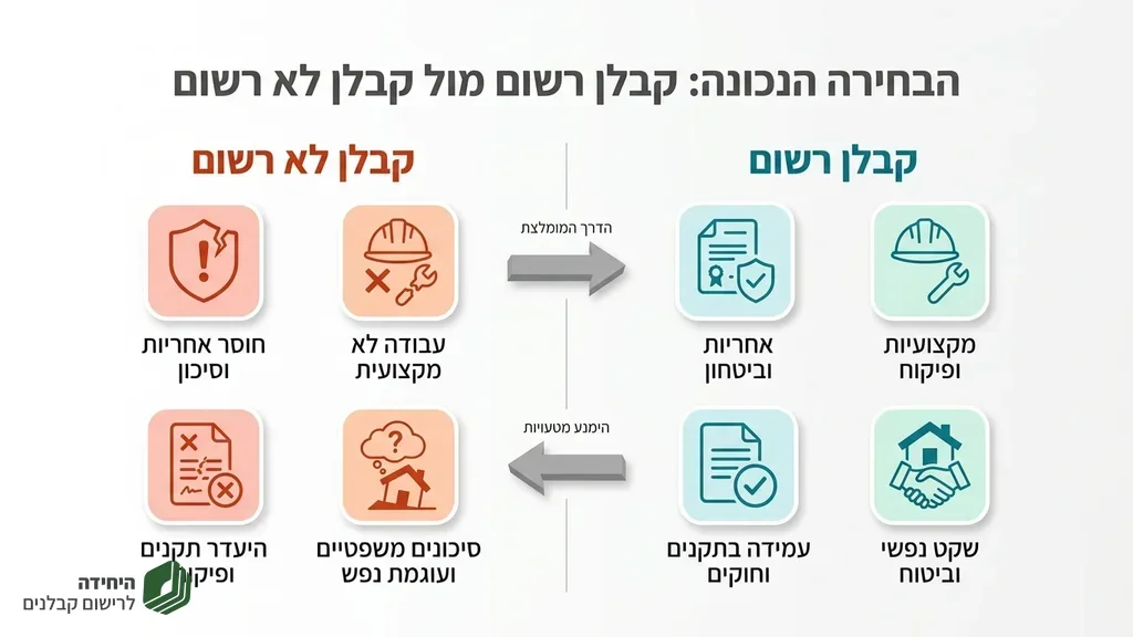 בדיקת רישיון קבלן רשום בשטח